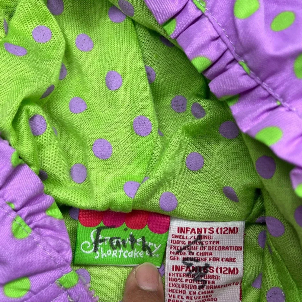 Strawberry Shortcake Rain Jacket Windbreaker Purple Green Polka Dot Infants 12M
